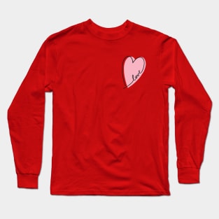 Pink Heart Love Letters Line Art Long Sleeve T-Shirt